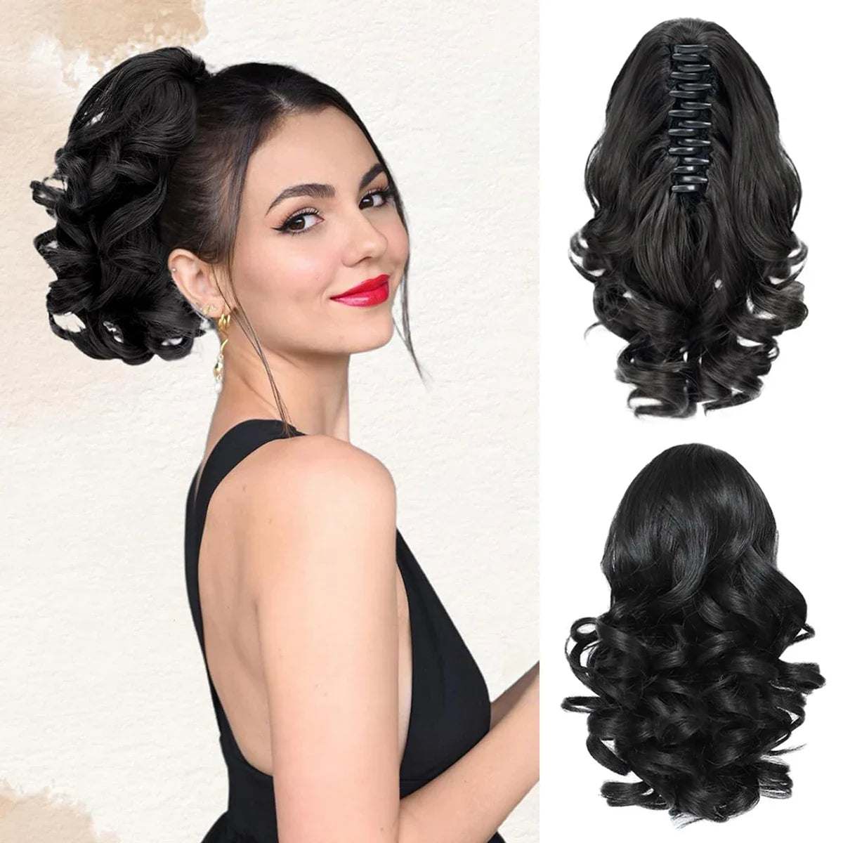Black Hair Extensions Ponytail 10 Inch Claw Clip