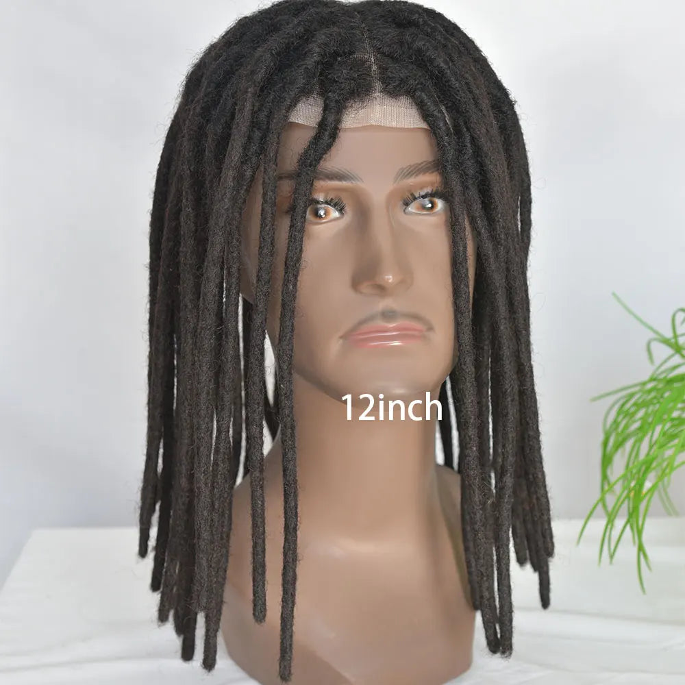 Extensions de dreadlocks afro en cheveux humains avec base en dentelle transparente complète, postiche pour hommes/femmes, extensions de locs de 0,6 cm, cheveux humains dreadlock 1B