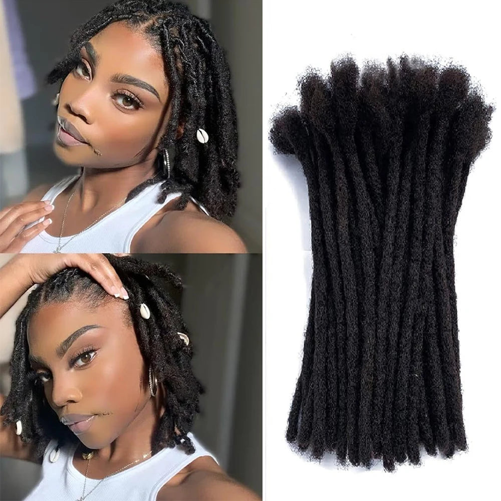 Loc Extensions Human Hair 0.8 cm Width 10 Inch 30 Strands Dreadlock Extensions Real Human Hair 100% Handmade Permanent Natural