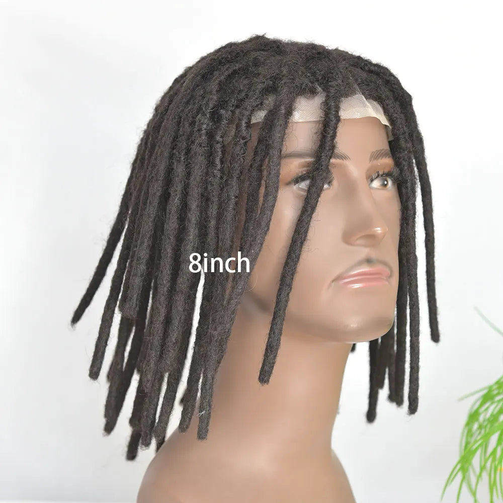 Extensions de dreadlocks afro en cheveux humains avec base en dentelle transparente complète, postiche pour hommes/femmes, extensions de locs de 0,6 cm, cheveux humains dreadlock 1B