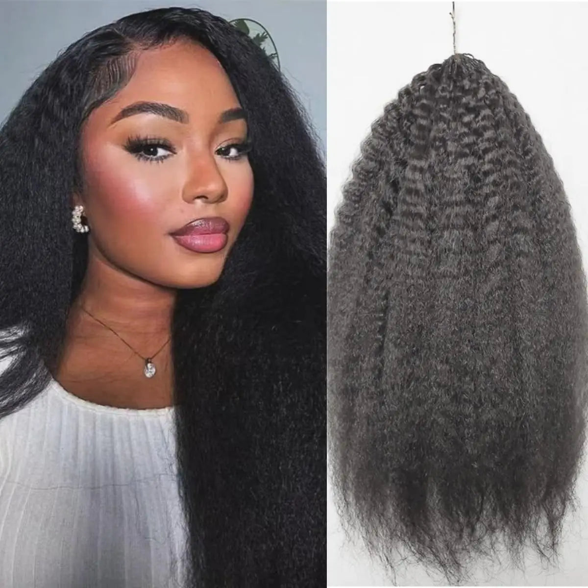 2Extensions de cheveux humains au crochet de 8 à 30 pouces, sans nœuds, pré-séparées, cheveux humains crépus-lisses, extensions de cheveux au crochet en plumes, 240 g