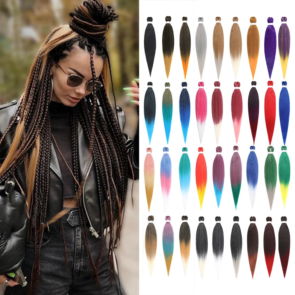 Pre-stretched Long Braided Synthetic Hair 26/30inch Extensions For Crochet Braided Hair Synthetic Ombre DIY Giant Braided Hair