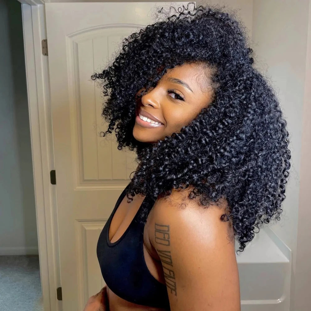 Extensions de cheveux en crochet humains à plumes bouclées en spirales petites blond miel, nœuds miracles, boucles pixie pré-séparées