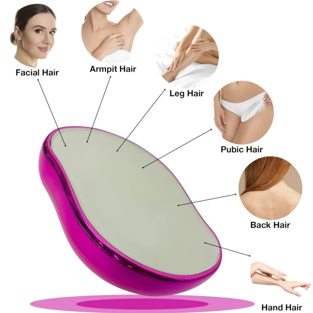 Épilateur en Cristal Réutilisable pour les Cheveux, Épilateur Physique Indolore, Pierre d'Épilation en Verre Nano pour Hommes et Femmes