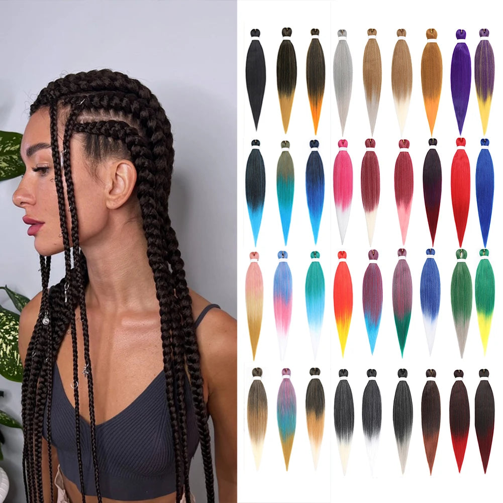 Pre-stretched Long Braided Synthetic Hair 26/30inch Extensions For Crochet Braided Hair Synthetic Ombre DIY Giant Braided Hair