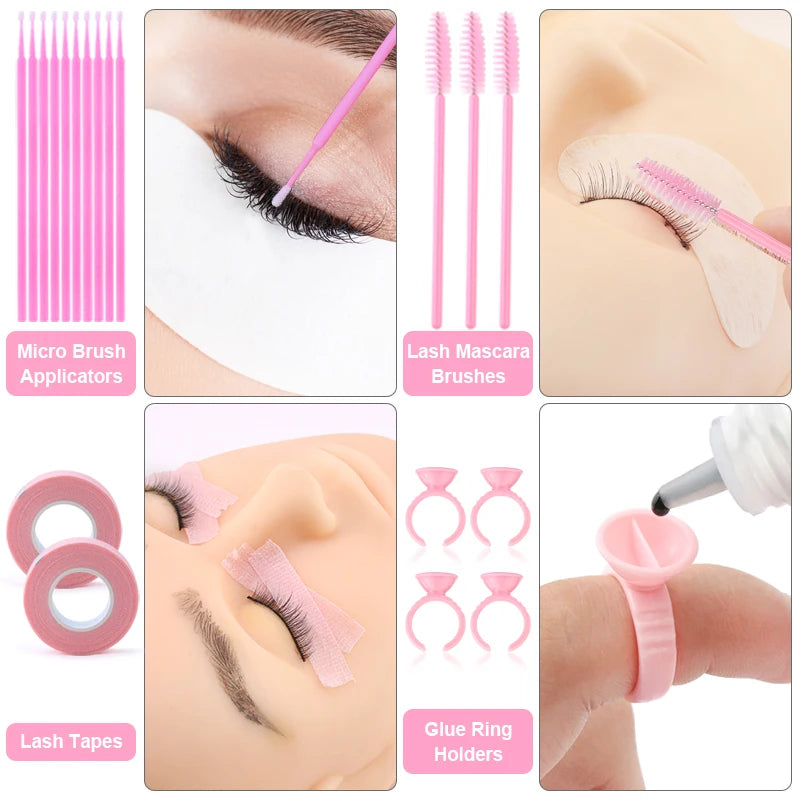 Kit de pinceaux pour extensions de cils Set Brosse à lèvres micro professionnelle Ventilateur USB mini Anneau de colle Pinces à cils Outils de maquillage