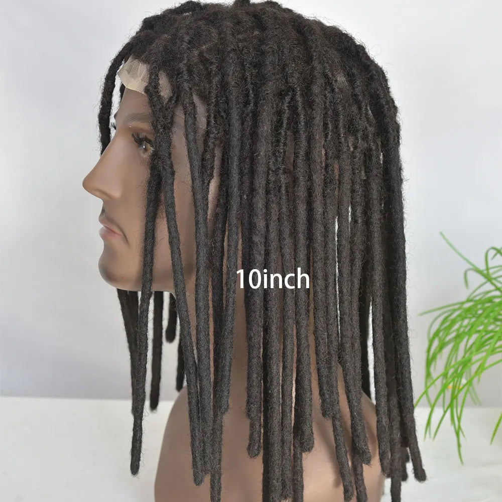 Extensions de dreadlocks afro en cheveux humains avec base en dentelle transparente complète, postiche pour hommes/femmes, extensions de locs de 0,6 cm, cheveux humains dreadlock 1B