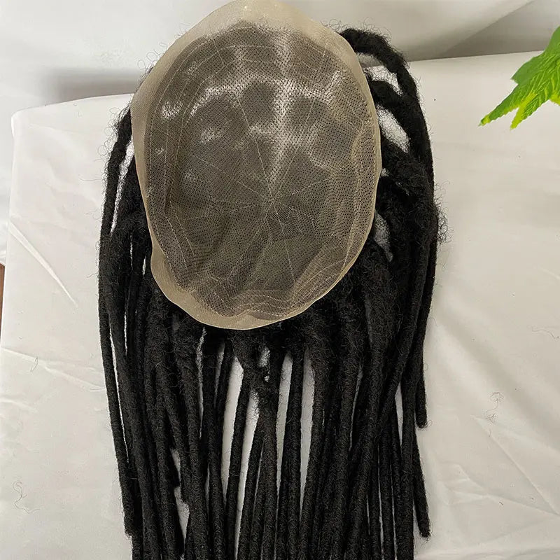Extensions de dreadlocks afro en cheveux humains avec base en dentelle transparente complète, postiche pour hommes/femmes, extensions de locs de 0,6 cm, cheveux humains dreadlock 1B