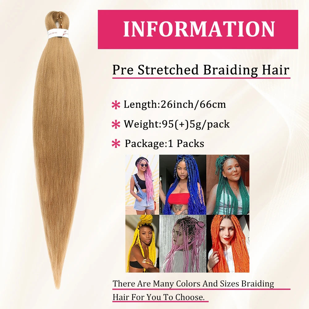 Pre-stretched Long Braided Synthetic Hair 26/30inch Extensions For Crochet Braided Hair Synthetic Ombre DIY Giant Braided Hair