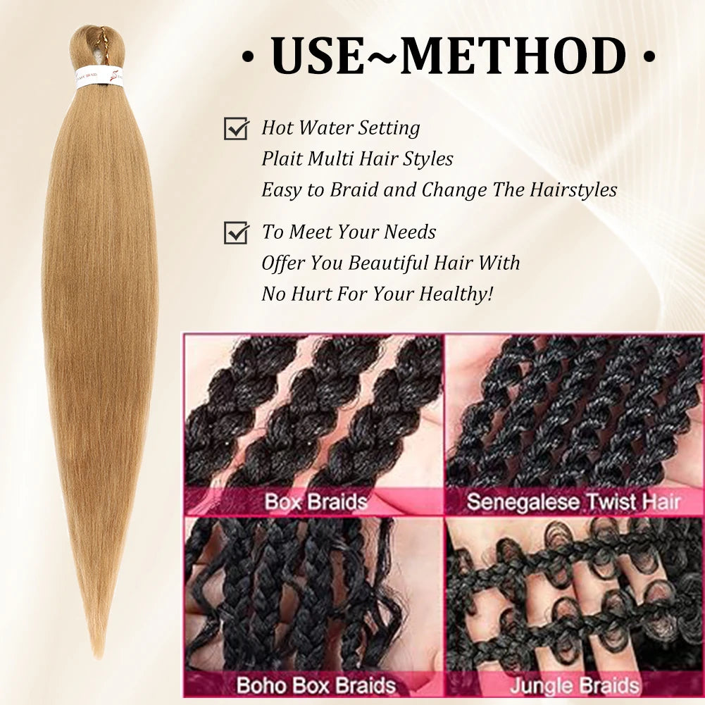 Pre-stretched Long Braided Synthetic Hair 26/30inch Extensions For Crochet Braided Hair Synthetic Ombre DIY Giant Braided Hair