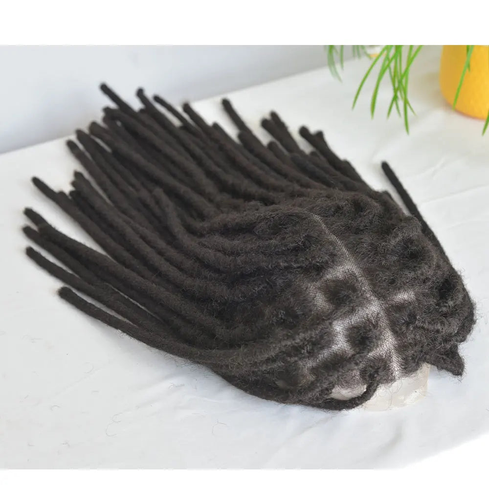 Extensions de dreadlocks afro en cheveux humains avec base en dentelle transparente complète, postiche pour hommes/femmes, extensions de locs de 0,6 cm, cheveux humains dreadlock 1B