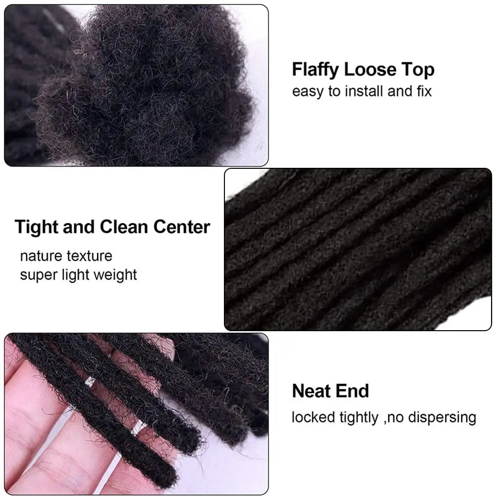 Loc Extensions Human Hair 0.8 cm Width 10 Inch 30 Strands Dreadlock Extensions Real Human Hair 100% Handmade Permanent Natural