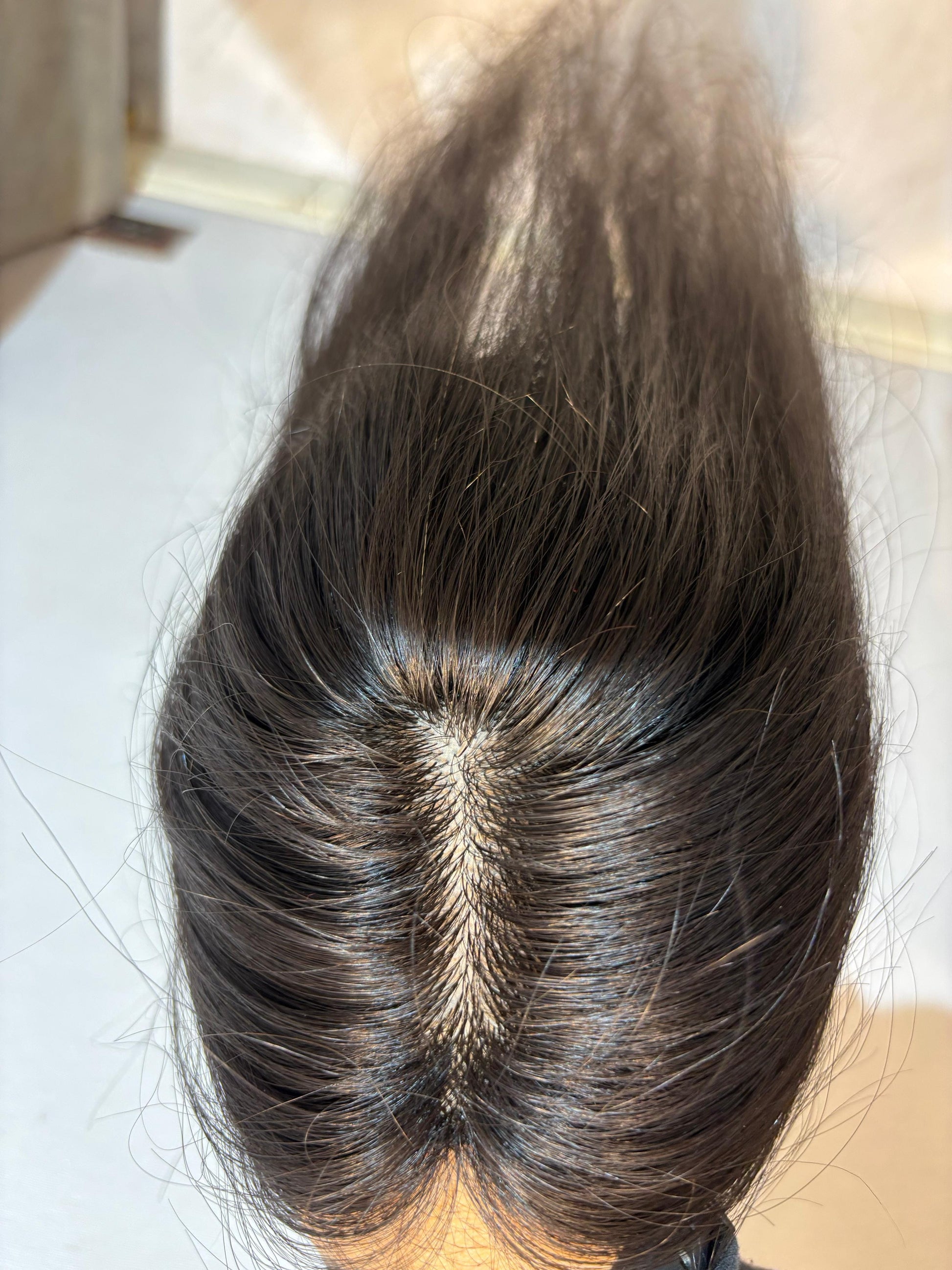 Ponytail-Friendly Hair Topper | Silk Base | Natural Black | Straight | Remy Hair India
